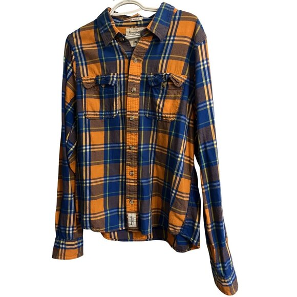 Abercrombie & Fitch Other - Abercrombie & Fitch Shirt Mens XXL 2XL Muscle L/S Button Blue & Orange Flannel P